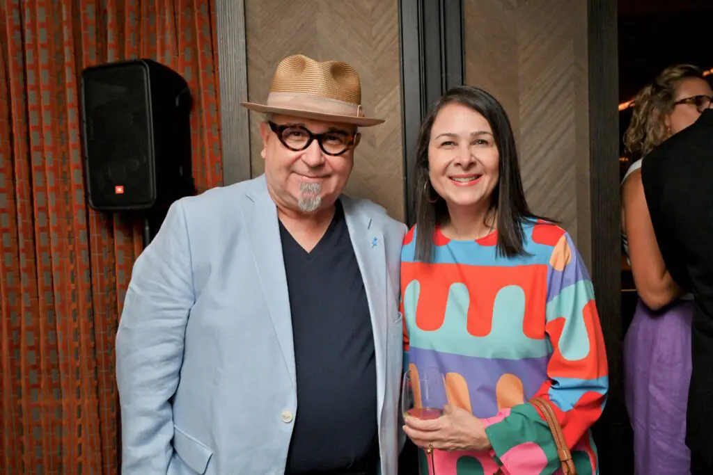 Ernesto Leon, Daphne Angarita at the Steak 48 fall fête doubling as kick-off for the Houston Arts Alliance gala. (Photo by Alex Montoya)