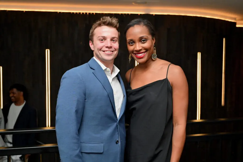 Jed Dvoaracek, Alicia Harris at the Steak 48 fall fête doubling as kick-off for the Houston Arts Alliance gala. (Photo by Alex Montoya)