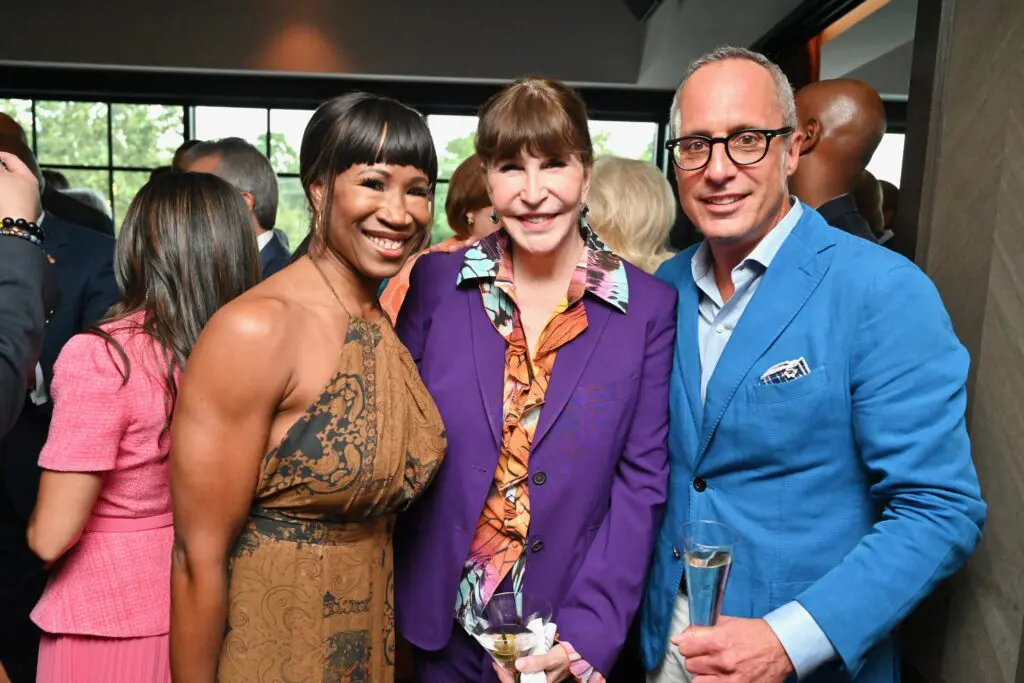 Lauren Anderson, Shelby Hodge, Mark Sullivan at the Steak 48 fall fête doubling as kick-off for the Houston Arts Alliance gala. (Photo by Alex Montoya)