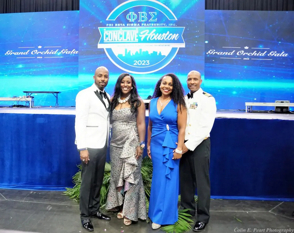 Phi Beta Sigma international president Chris V. Rey & Mrs. Rey, Dionna & Victor Glover at the fraternity's biennial international conclave Grand Orchid Gala.
