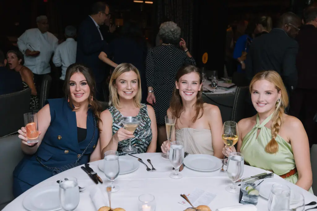 Meredith Flores Barker, Hope Dorsett, Channing Corbett, Reagan Corbett at the Steak 48 fall fête doubling as kick-off for the Houston Arts Alliance gala. (Photo by Johnny Than)
