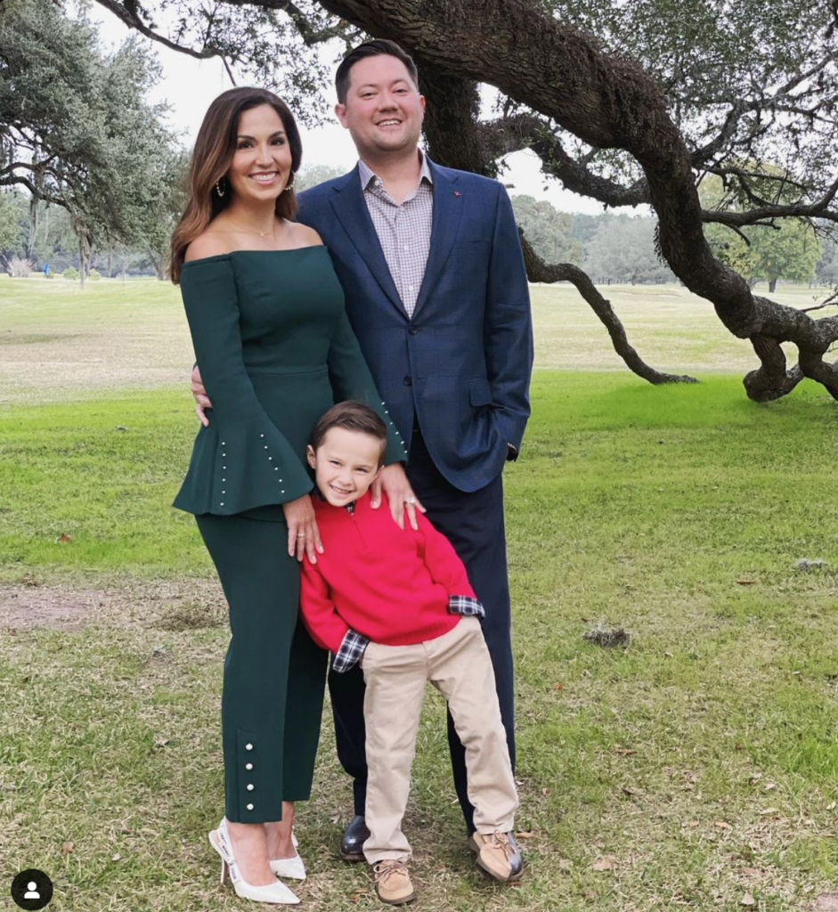Julie Longoria Chen & Stephen Chen with their son during the 2001 holidays.