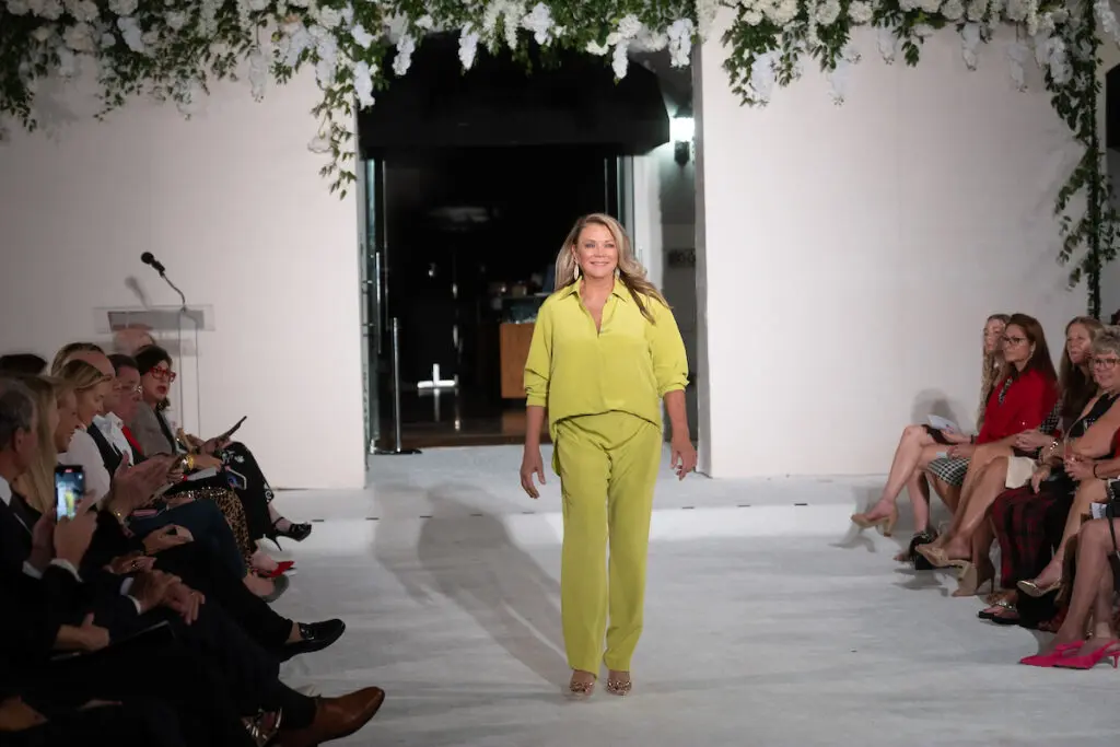 Cindy Cook on the runway at the Elizabeth Anthony Go Red for Women fashion event. (Photo by Daniel Ortiz)