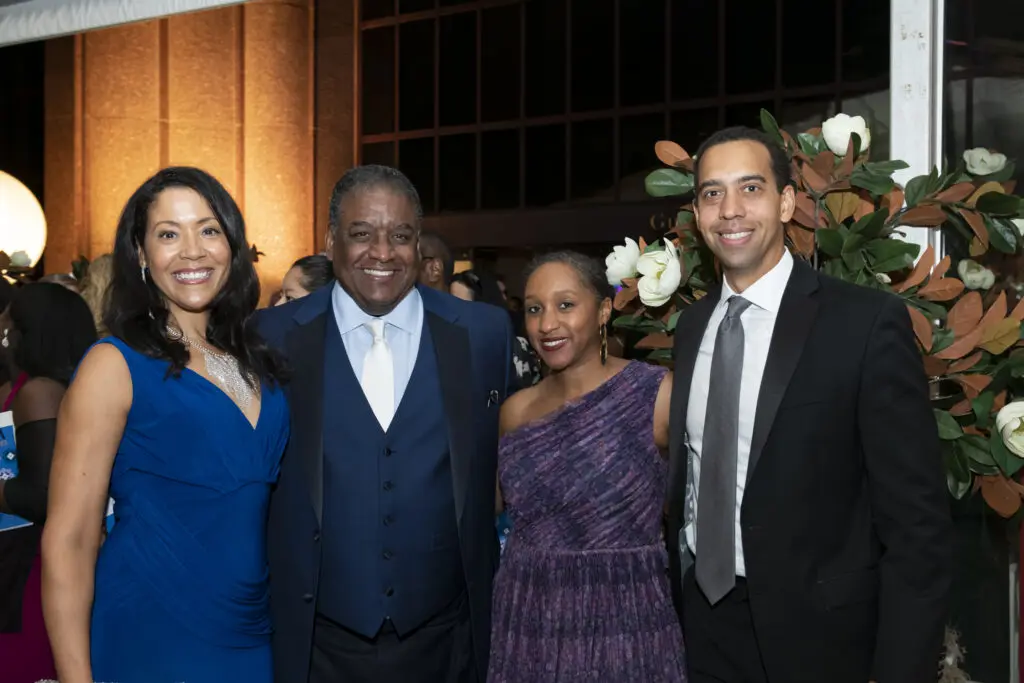 Ebony Cooksey, Shawn Taylor, Taryn & Lauren Gore at the black-tie dinner following Houston Grand Opera's world premiere of 'Intelligence.' (Photo by Anthony Rathbun)