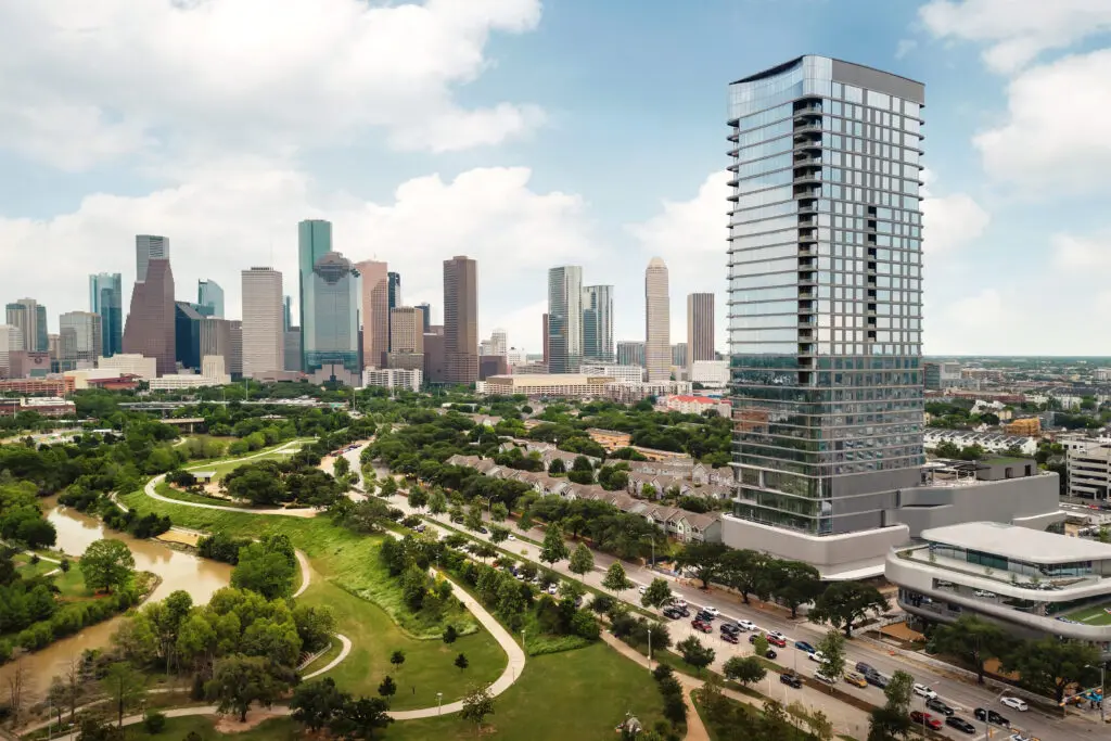 The Thompson Houston, overlooking Buffalo Bayou Park, sets its opening date for December 21.  (Photo by Thompson Houston)