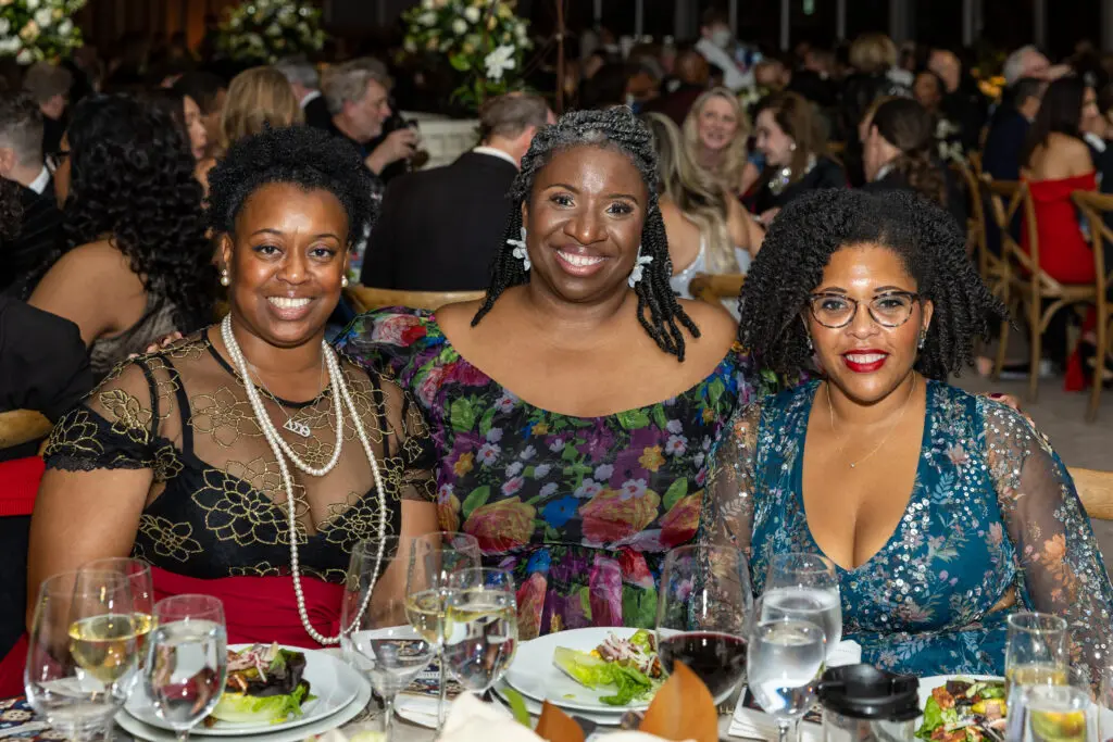 Jamilla Lomas, Jennifer Bowman, Kalinda Campbell at the black-tie dinner following Houston Grand Opera's world premiere of 'Intelligence.' (Photo by Emily Jaschke)