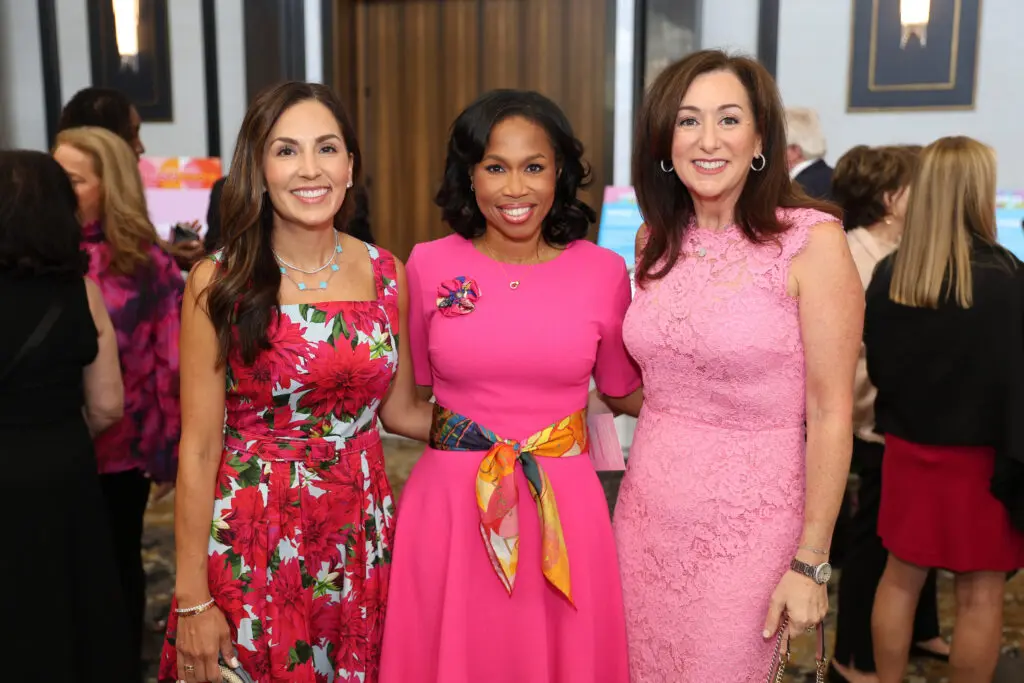 Julie Chen, Roslyn Bazzelle Mitchell, Amalia Stanton at Memorial Hermann Foundation's annual Razzle Dazzle luncheon at the Post Oak Hotel (Photo by Priscilla Dickson) 