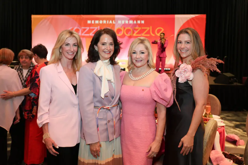 Kim Moody, Laurie Morian, Whitney Crane, Jessica Roupe at Memorial Hermann Foundation's annual Razzle Dazzle luncheon at the Post Oak Hotel (Photo by Priscilla Dickson) 