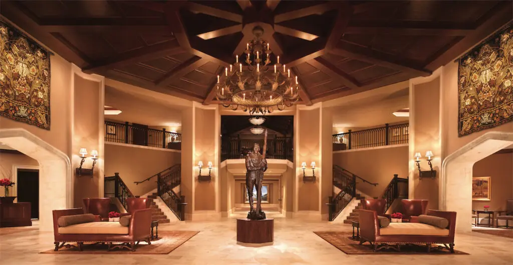 The Montage Deer Valley Resort lobby warmly welcomes visitors to the elevated Alpine escape.
