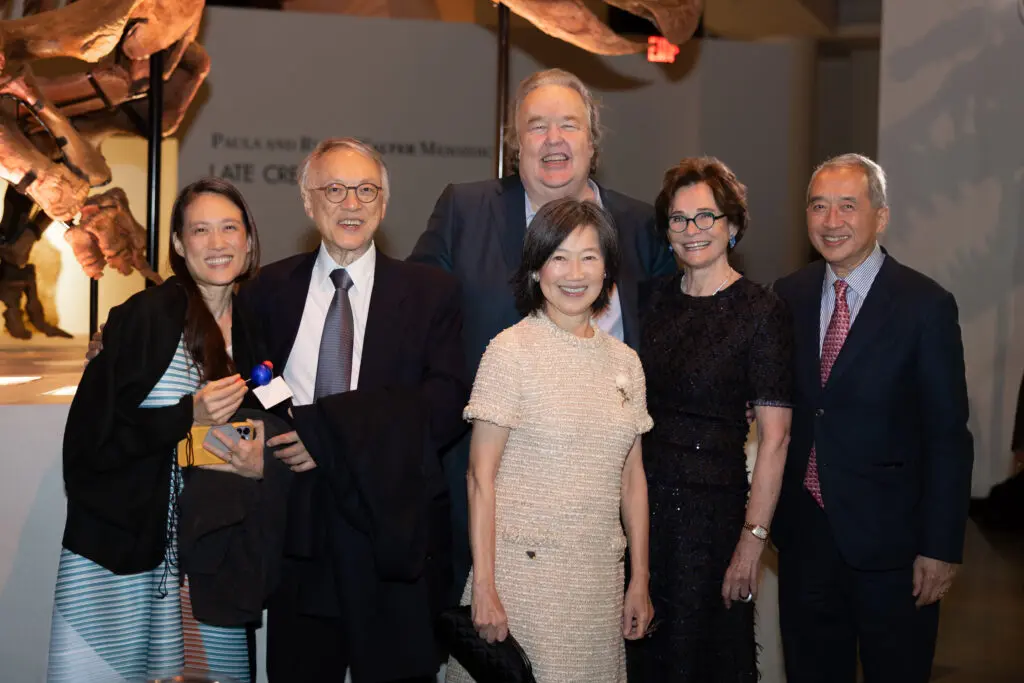 Catherine Chao, James 
Chao, Joel Bartsch, Anne Chao, Bobbie Nau, Albert Chao at the preview of HMNS' re-imagined Welch Hall: Matter & Motion (Photo by Mike Rathke, HMNS Photographer)
