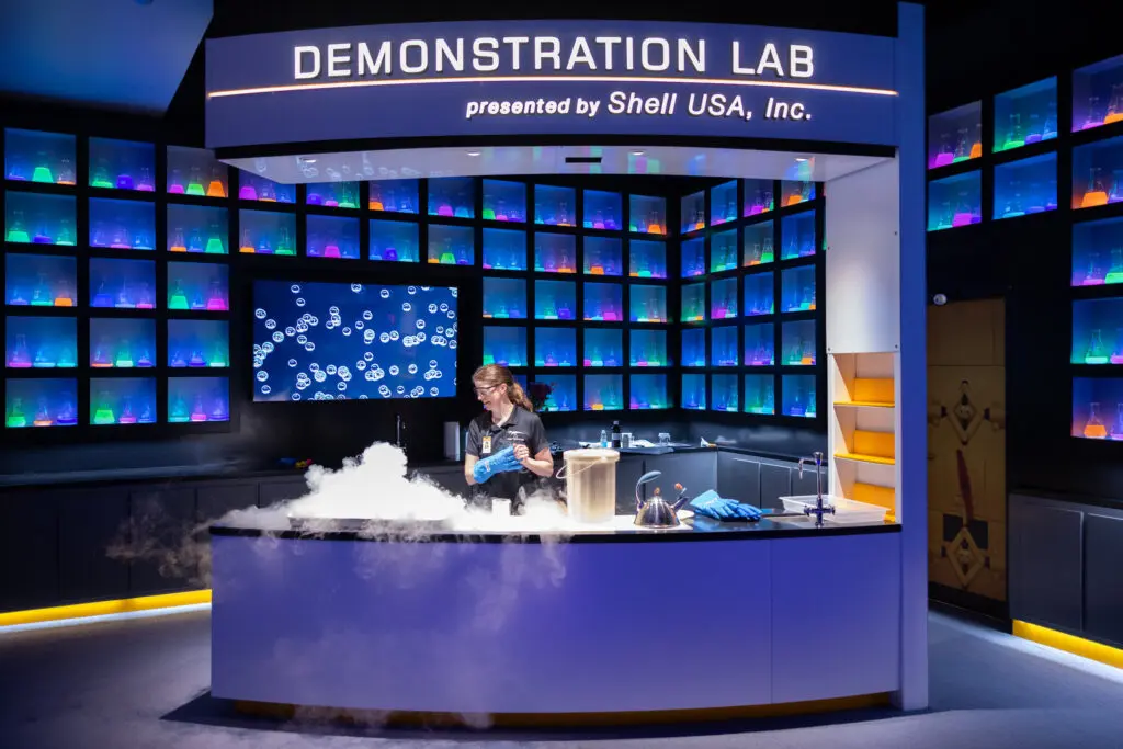 The Demonstration Lab presented by Shell USA Inc. at the preview of HMNS' re-imagined Welch Hall: Matter & Motion (Photo by Mike Rathke, HMNS Photographer)