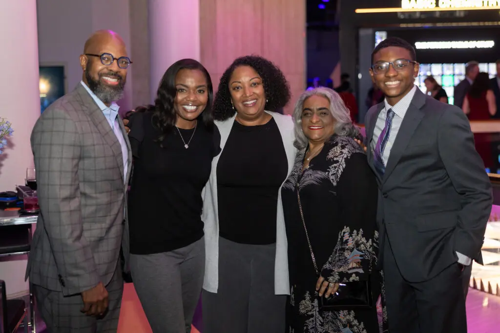 Frazier Wilson, Marla Kline, Alicia Williams, Karen Labat, and son of Alicia Williams at the preview of HMNS' re-imagined Welch Hall: Matter & Motion (Photo by Mike Rathke, HMNS Photographer)
