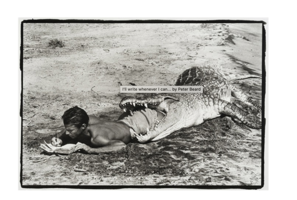 Peter Beard's I'll Write Whenever I Can ..., 1961, platinum palladium print photographer (edition of 15) available at Staley Wise Gallery (price upon request)