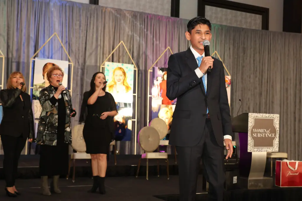 Shaan Khurana, 14, performs at the Women of Substance luncheon.   (Photo by Priscilla Dickson)
