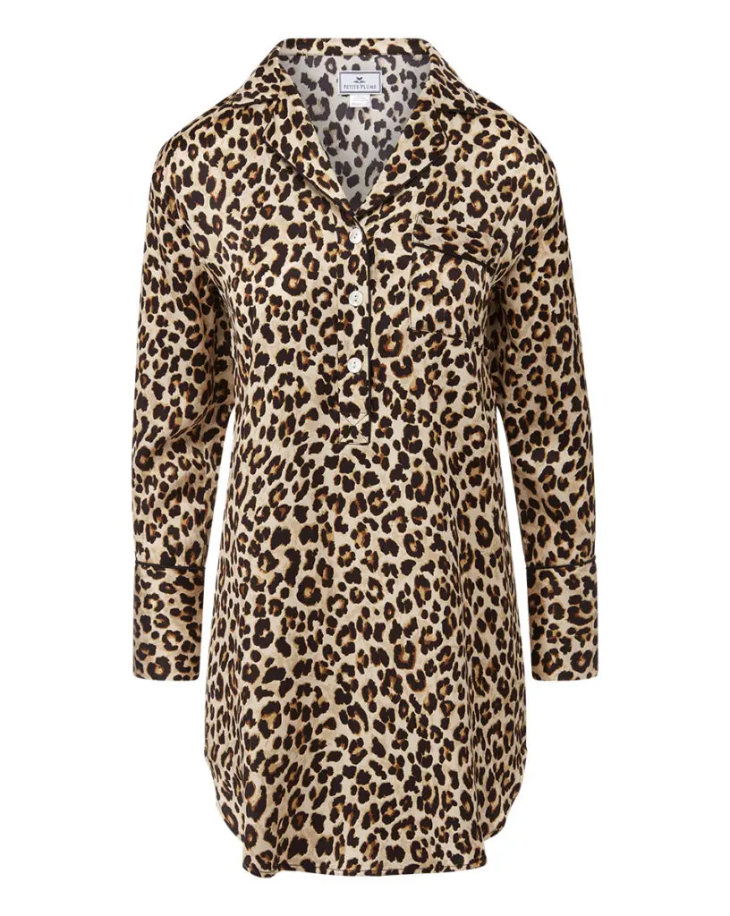 Veronica Beard x Petite Plume Mulberry Silk Leopard Nightshirt