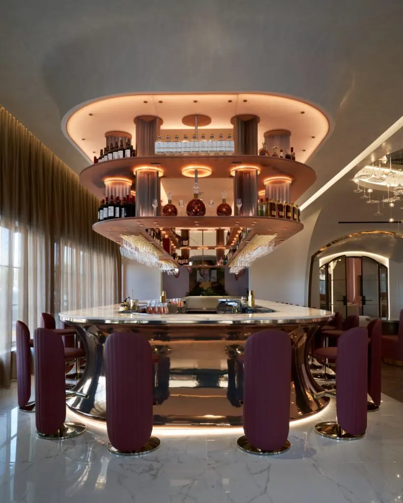 The Cocody bar features chairs from Nina Magon's Pavus Collection of Furniture. (Photo courtesy of Nina Magon Studio)) (Photo by (Photo courtesy of Nina Magon Studio))
