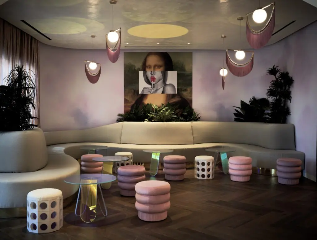 The whimsical lounge at Cocody, the French-inspired new restaurant in River Oaks Shopping Center. (Photo courtesy of Nina Magon Studio))