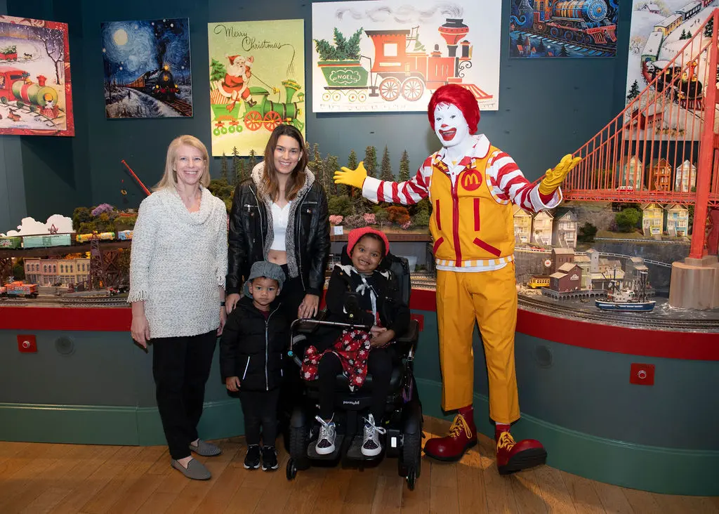 Jill Cumnock, Adon Turner, Deanna Herbert, Serenity Williams, Ronald McDonald at the sneak peek of the 2023 Trains at NorthPark