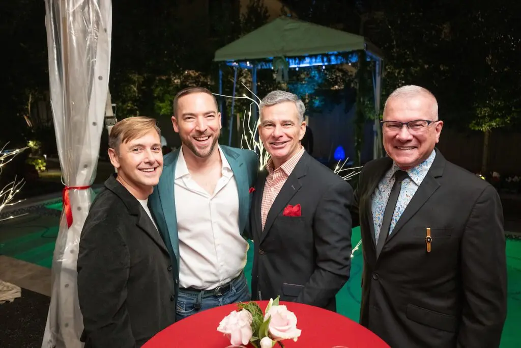 Kevin Gilliard, Ed Finger, Gerard Pollard, Jim Sikorski at the Legacy Community Health 'Holiday Schmooze' (Photo by Daniel Ortiz)