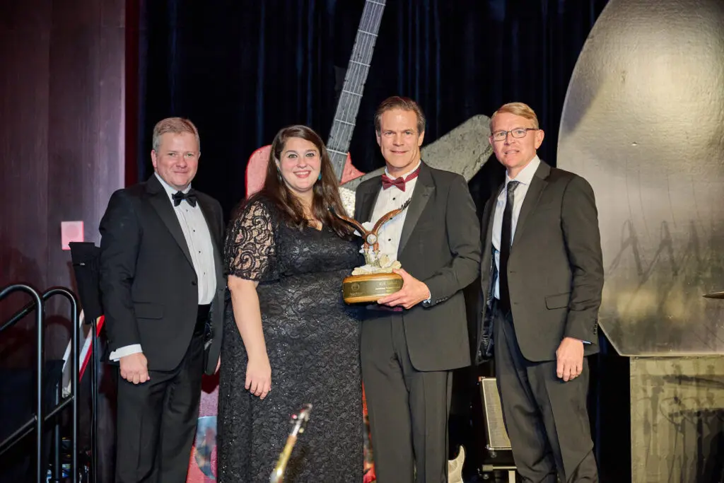 Dominic Macklon, Lia Vallone, Rob Saltiel, Chris Golden at the Spindletop Holiday Ball  (Photo by PWL Studios/Fulton Davenport)