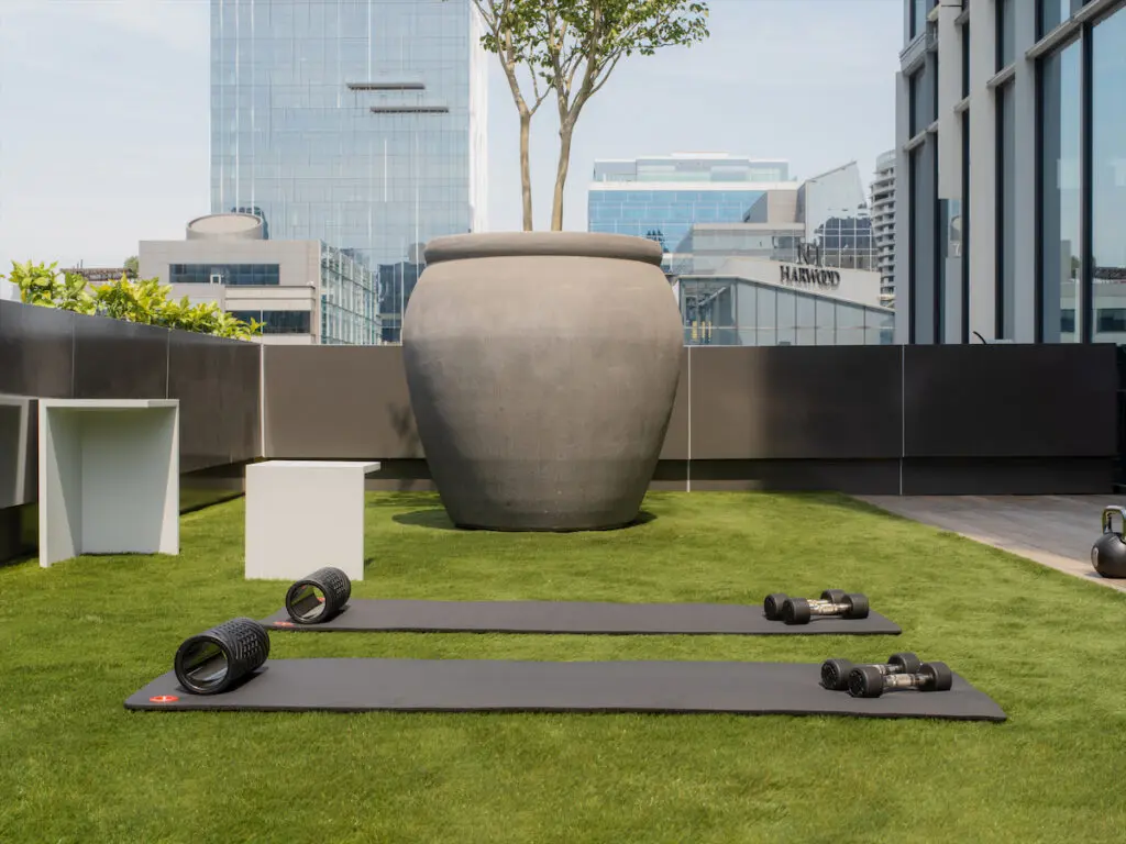 Rooftop workous at Hotel Swexan in Dallas.