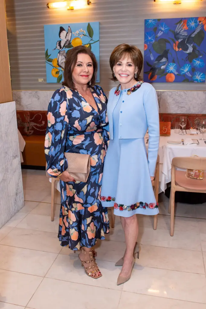 Debbie Festari, Hallie Vanderhider  at Tavola for the luncheon/Tootsies fashion event at the new Italian restaurant on Post Oak Boulevard. (Photo by Jacob Powers)