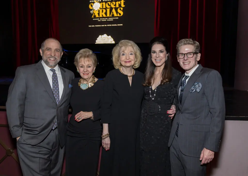Kirk Kveton, Marguerite Swartz, Mary Sage, Karen Payne, Daniel Irion at Houston Grand Opera's Concert of Arias. (Photo by Michael Bishop)