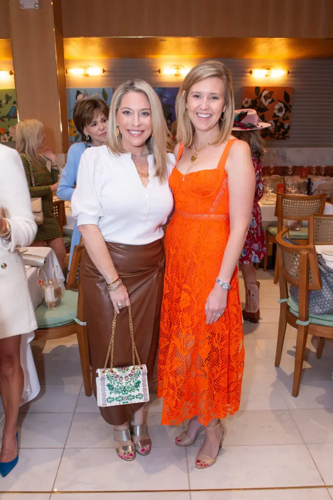Kristen Collins, Melissa Moncrief  at Tavola for the luncheon/Tootsies fashion event at the new Italian restaurant on Post Oak Boulevard. (Photo by Jacob Powers)