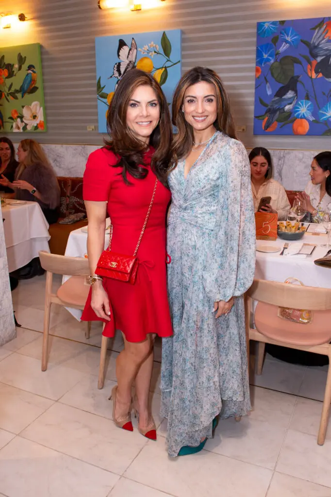 Monica Hartland, Iris Shaftel  at Tavola for the luncheon/Tootsies fashion event at the new Italian restaurant on Post Oak Boulevard. (Photo by Jacob Powers)