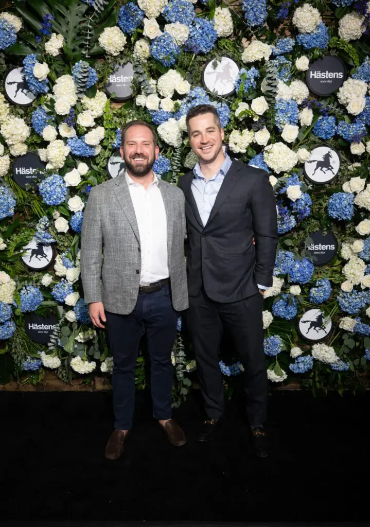 Andrew Pappas, Adam Hawkins at the grand opening of Swedish bedmaker Hästens in River Oaks District. (Photo by Daniel Ortiz)