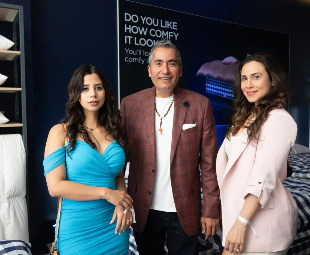 Angeli Martinez, Jorge Olivares, Karla Fulin at the grand opening of Swedish bedmaker Hästens in River Oaks District. (Photo by Daniel Ortiz)