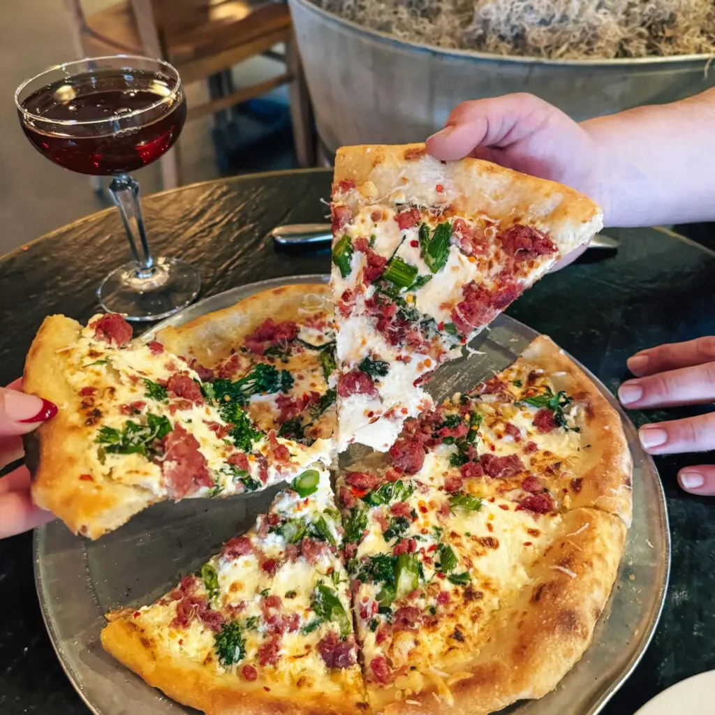 Piatello's simple crispy crust pizzas are a shareable feast.
