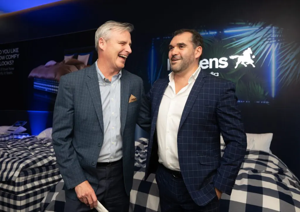 Steve Summers, Jamie Gallegos at the grand opening of Swedish bedmaker Hästens in River Oaks District. (Photo by Daniel Ortiz)