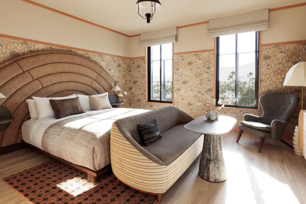 Kelly Wearstler designed room at Proper Hotel with Twenty2 wallpaper