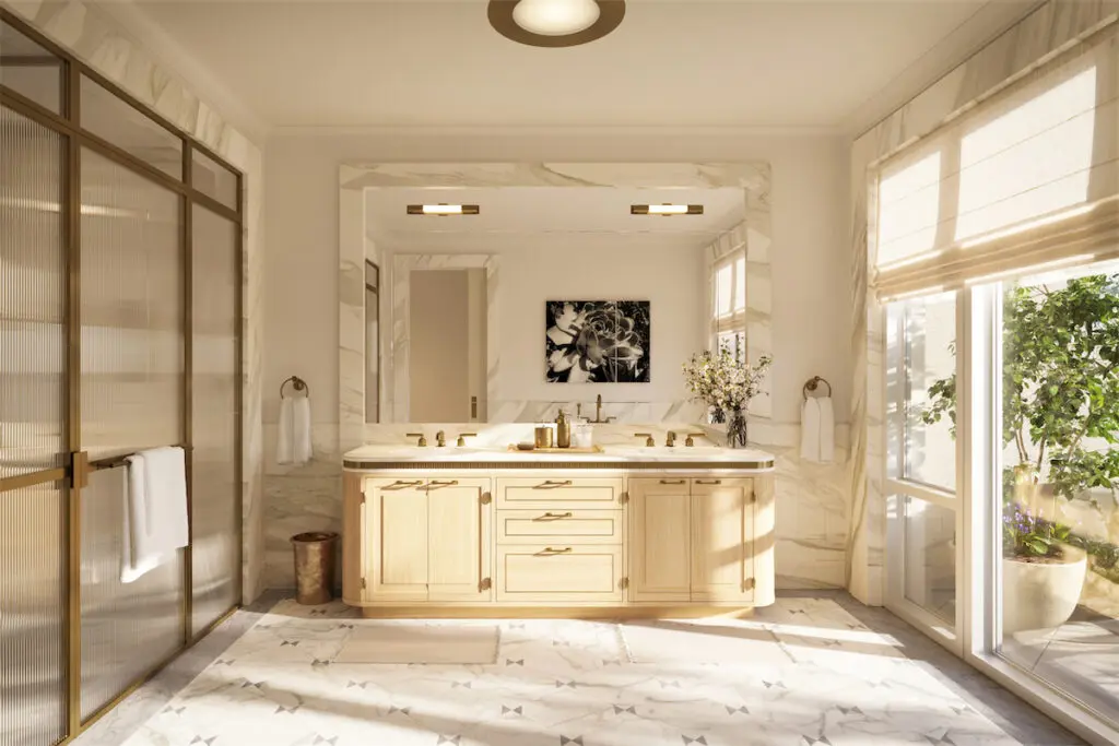 A rendering of a bathroom suite in one of the Rosewood Residences condos. 