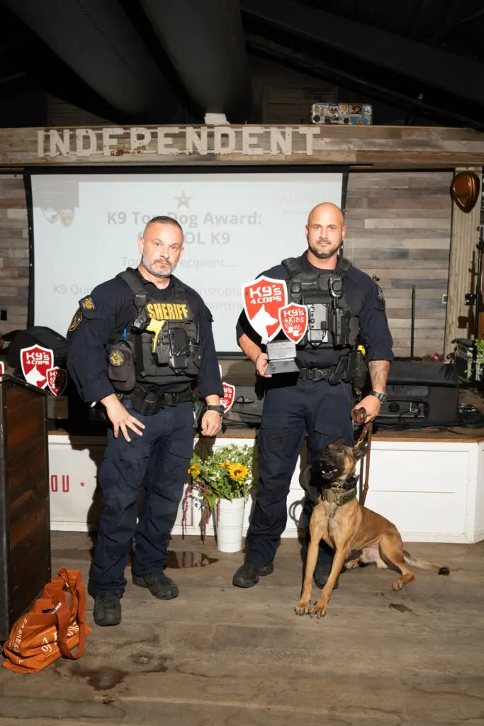 Sgt. Chris Moore, Deputy Clayton Marshall and K9 Timon at the 13th annual K9s4COPs 'Unleashed Gala' (Photo by Daniel Ortiz)