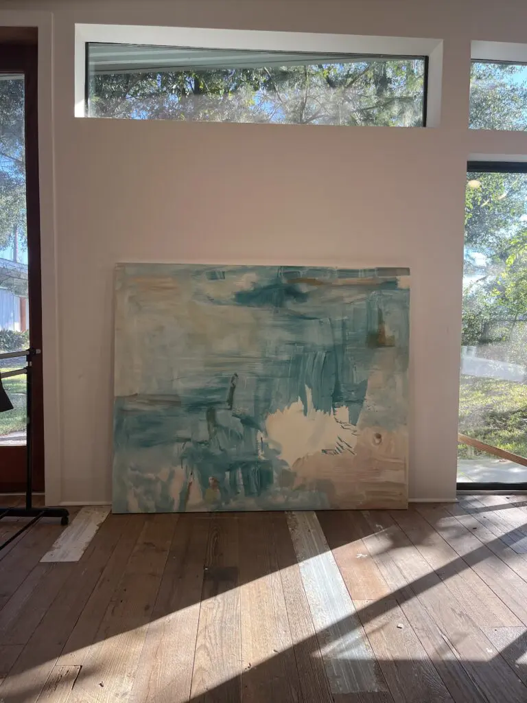 A view from inside artist Terrell James's Houston studio. (Photo by Wolf MacLean).