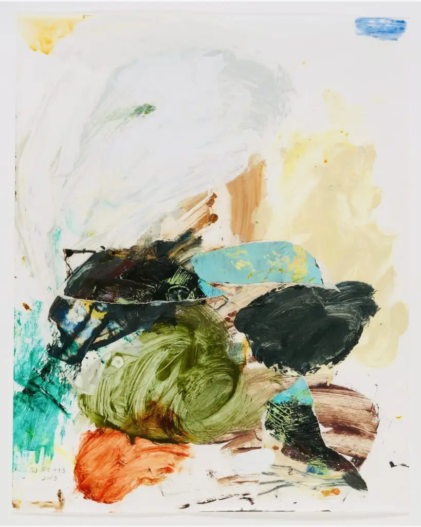 Terrell James's "Field Study #473," 2008. Oil and collage on vellum. This artwork was featured in the exhibit "The Curatorial Imagination of Walter Hopps" at The Menil Collection from March 24-August 13, 2023. (Courtesy The Menil Collection, Houston)