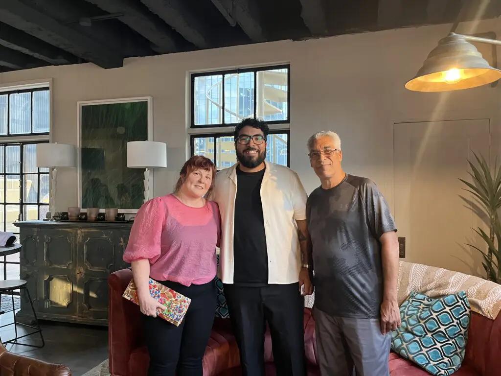 Elaine Dillard, Anthony Rose, Manuel Rose at Kaze  Burning Man fundraiser at Esperson Building. (Photo by Jenna Baer)