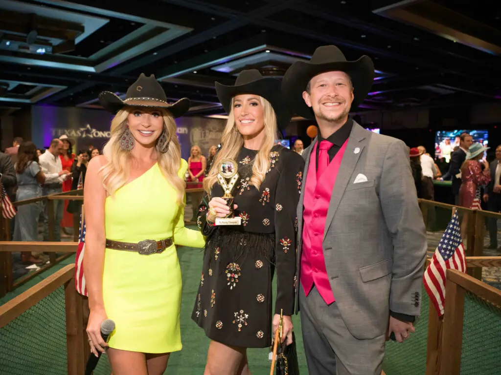 Chita Craft, Whitney Kuhn Lawson, Riggs at the Houston Cattle Baron's Ball. (Photo by Daniel Ortiz)