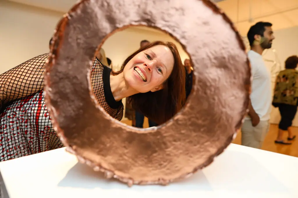 "Take Aim" in aluminum by Tara Conley shows her versatility. (Photo by Ken Eke)