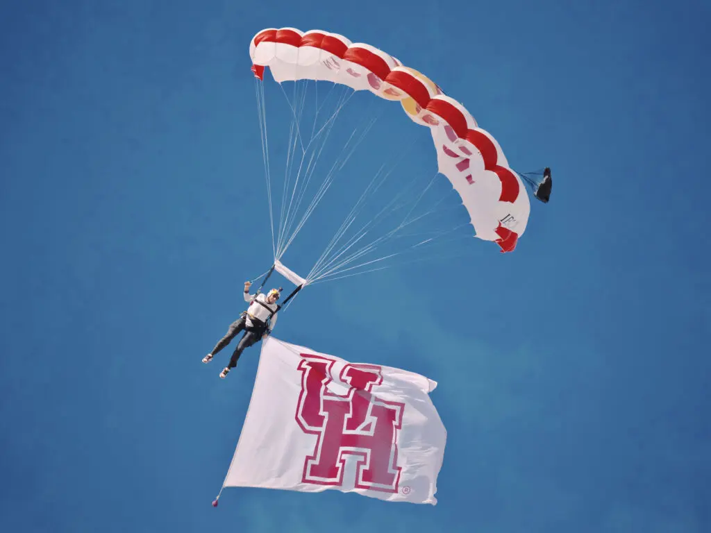 Paragliders swooped in for the University of Houston's football season opener. (Photo by F. Carter Smith)