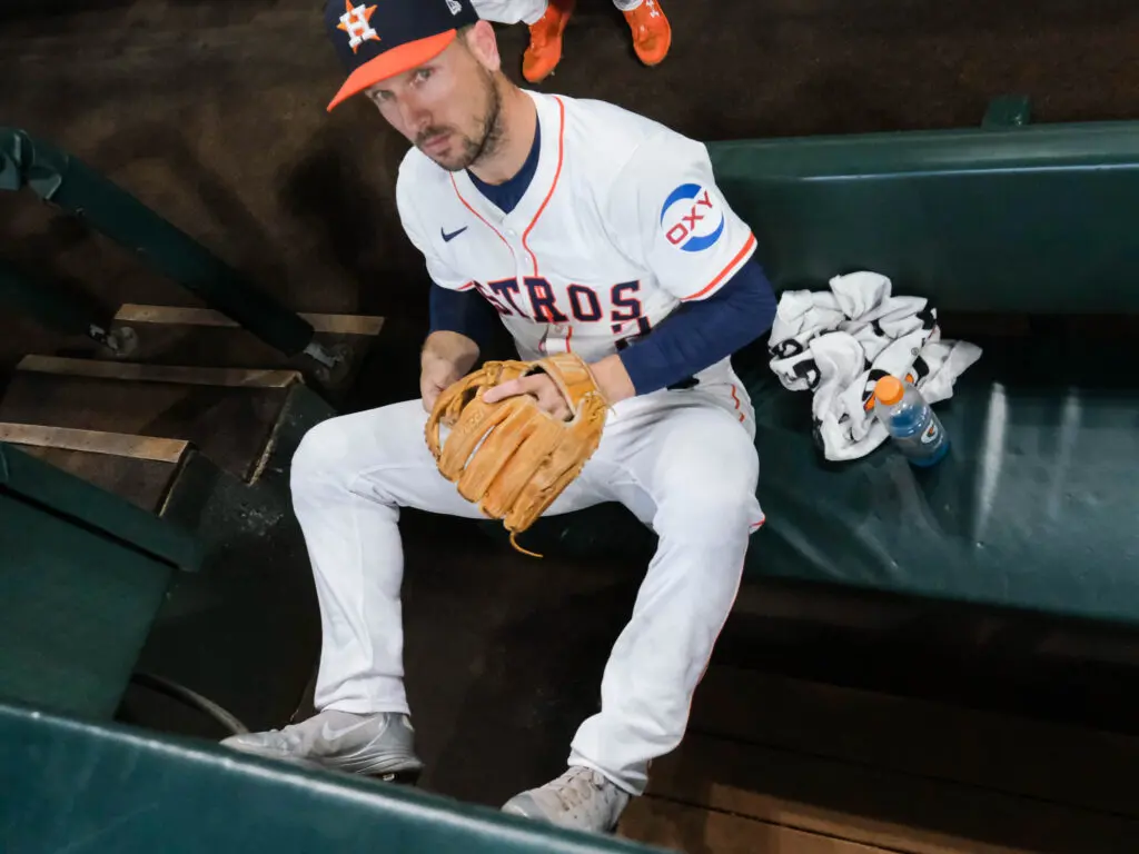 Alex Bregman likely played his last game ever as a Houston Astro. Even if Jose Altuve does not want to believe it. (Photo by F.Carter Smith)