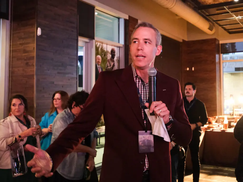 Jim Carman, president of the Houston Region for Howard Hughes, welcomed concert goers for the Woodlands' 50th anniversary celebration in the Woodforest Bank Club at the Cynthia Woods Mitchell Pavilion. (Photo by F. Carter Smith)
