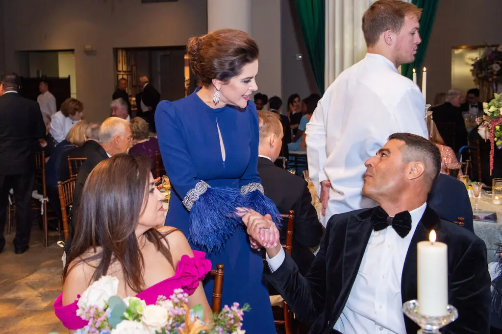 Maria Moncada Alaoui, Ann Ayre, Omar Alaoui at the Houston Symphony Opening Night dinner at Corinthian Houston. (Photo by Jacob Power)