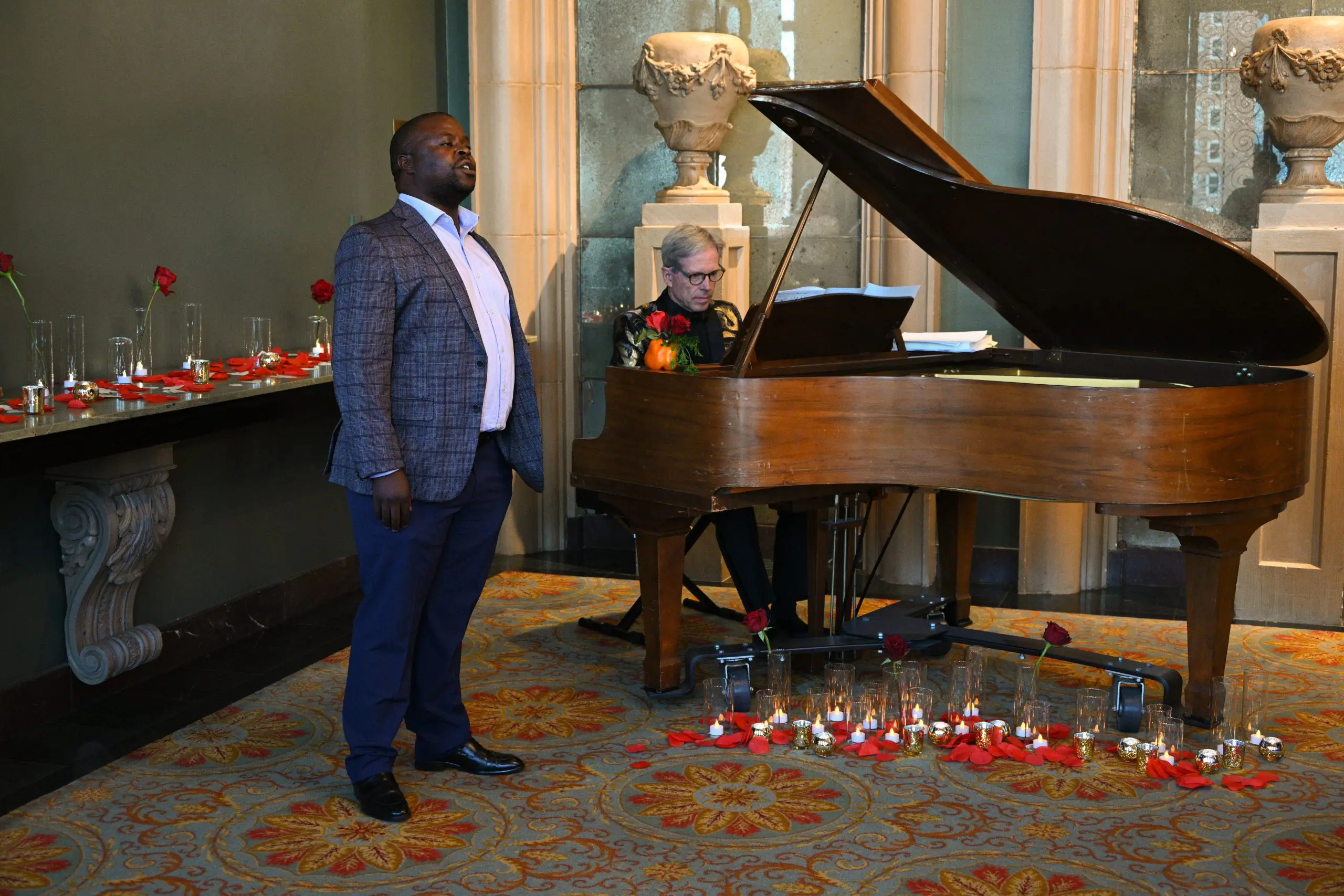 Fort Worth Opera Hattie Mae Lesley Resident Artist Ndumiso Nyoka and Music Director Emeritus Joe Illick. (Photo by Forever Photography)
