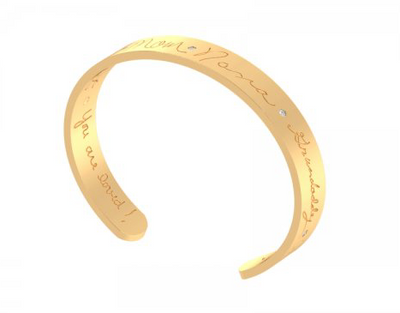 The Engraved Keepsake Cuff is a timeless piece personalized with custom engravings, perfect for treasured memories. (Photo courtesy Milliard Diamond Concierge)