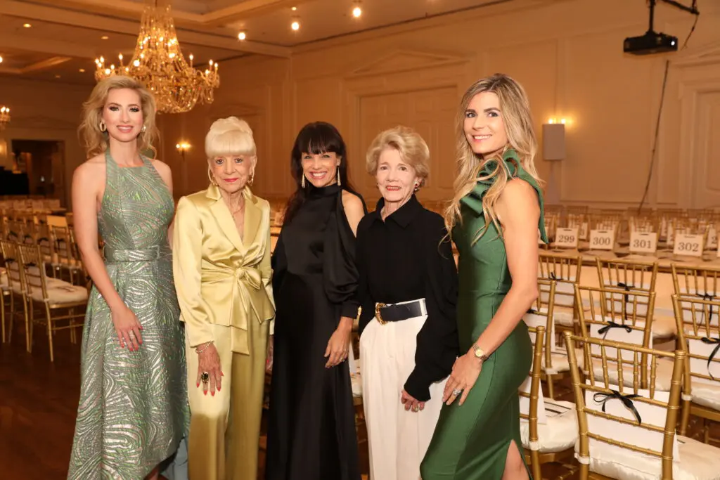 Kaleta Blaffer Johnson, Luncheon Co-Chair; Barbara Bigham, Lifetime Achievement Award honoree; Monica Cooley, President, KidneyTexas, Inc.; Emilynn Wilson, a 25th Anniversary Award honoree; Claire Catrino, Luncheon Co-Chair. Not shown: The late Claude Wilson, 25th Anniversary Award honoree.  (Photo by Thomas Garza and Rob Wythe / Wythe Portrait Studio)