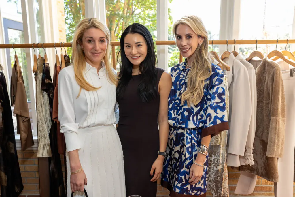 Natalie Steen, Sky Chao, Lizzie Kapler at the intimate lunch celebrating the Lafayette 148 x Save Venice capsule collection (Photo by Jenny Antill)