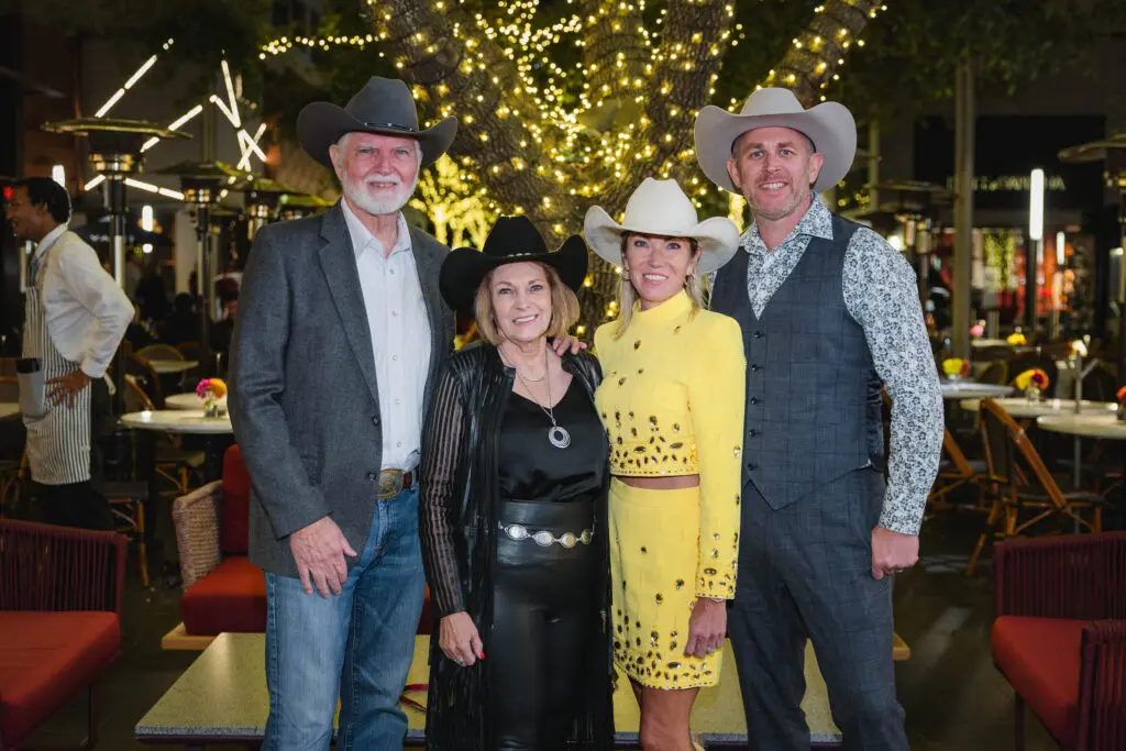 Marlin & Mary Kay Shehorn, Danielle & Ashton Saunders at the de Boulle holiday party in River Oaks District (Photo by Johnny Than)
